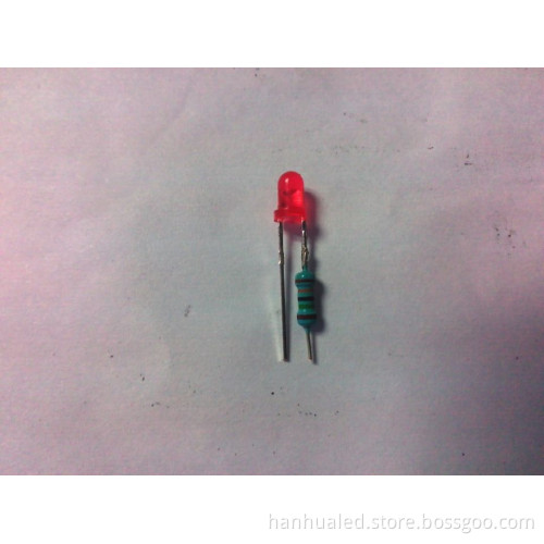 2014 New Products 3mm Red Round Lamp LED Diode Light with Resistor